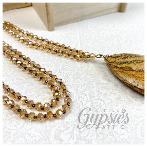 Handmade Woodland Jasper Long Necklace - Picture 6 of 8